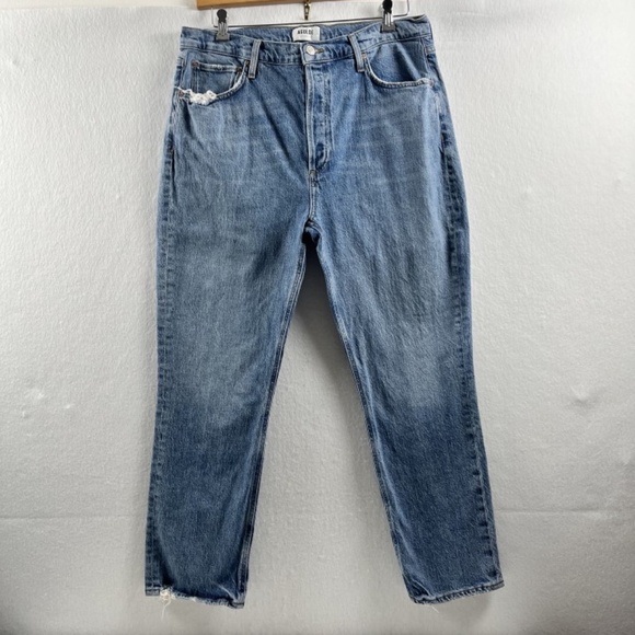 Agolde Riley Long Women's High Rise Straight Jeans 33 - Picture 1 of 9